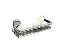 HpLive Organiseur d'évier à ventouse, panier de rangement mural, salle de bain cuisine pour étagère, étagère ventilée avec barre porte-serviettes, montage facile sans perçage, aluminium gris (A)