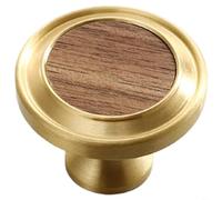 HpLive Poignée de meuble en laiton en bois, bouton de tiroir rétro, tire-porte antique, quincaillerie à trou unique pour armoire et commode, construction durable et look élégant, combinaison de bois