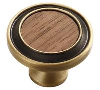 HpLive Poignée de meuble en laiton en bois, bouton de tiroir rétro, tire-porte antique, quincaillerie à trou unique pour armoire et commode, construction durable et look élégant, combinaison de bois