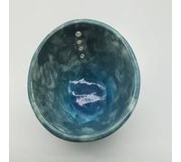 HpLive Pottery Herb Stripper Bowl en céramique avec trous ronds de différentes tailles pour gratter rapidement les feuilles (bleu)