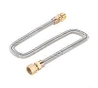 HpLive Tuyau de gaz propane flexible de 61 cm - Résistant à la chaleur - En acier inoxydable - Pour foyer, cheminée, barbecue, avec adaptateurs en laiton 1/2 NPT