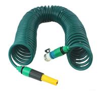 HpLive Tuyau spiralé de 5 m, 10 m, 15 m, rétractable, avec douchette d'irrigation et raccord de robinet, pour arrosage de jardin et lavage de voiture (5 m)