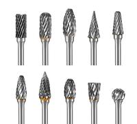 HPMAISON Lot de 10 Fraises Rotatives, Avec Tige de 3 mm et Longueur de Tête de 6 mm pour le Bricolage, le Travail du Bois, la Gravure, la Sculpture du Métal, le Perçage, le Polissage