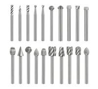 HPMAISON Lot de 20 Fraises Rotatives en Carbure de Tungstène HSS avec Cutter à Tige de 3 mm pour Outils Rotatifs Dremel pour le Travail du Bois, la Sculpture, la Gravure, le Perçage