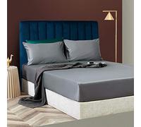 HQHYGM Drap-Housse d'hôtel Luxueux,Couvre-Lit en Soie de Coton d'une Seule pièce, Drap de Protection de Matelas antidérapant-Argent_120 cm x 200 cm * 25 cm