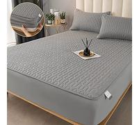 HQHYGM Protège-Matelas Épaissir Couvre-Matelas Épais Matelassé Linge De Lit Cousu Literie Imprimée Grand Drap De Lit sans Taie d'oreiller,Gris,150x200x25cm