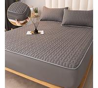 HQHYGM Protège-Matelas Épaissir Couvre-Matelas Épais Matelassé Linge De Lit Cousu Literie Imprimée Grand Drap De Lit sans Taie d'oreiller, Gris Foncé, 150x200x25cm