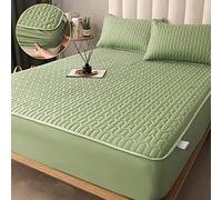 HQHYGM Protège-Matelas Épaissir Couvre-Matelas Épais Matelassé Linge De Lit Cousu Literie Imprimée Grand Drap De Lit sans Taie d'oreiller,Vert,150x200x25cm