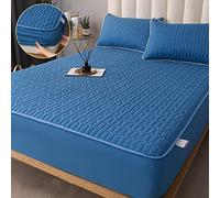 HQHYGM Protège-Matelas Épaissir Couvre-Matelas Épais Matelassé Linge De Lit Cousu Literie Imprimée Grand Drap De Lit sans Taie d'oreiller, Bleu, 150x200x25cm