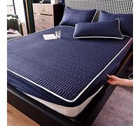 HQHYGM Protège-Matelas Épaissir Couvre-Matelas Épais Matelassé Linge De Lit Cousu Literie Imprimée Grand Drap De Lit sans Taie d'oreiller,Marine,150x200x25cm