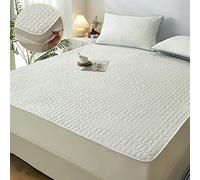 HQHYGM Protège-Matelas Épaissir Couvre-Matelas Épais Matelassé Linge De Lit Imprimé Literie Grand Drap De Lit sans Taie d'oreiller,Blanc,150x200x25cm