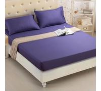 HQHYGM Protège-Matelas Housse de Drap-Housse en Coton brossé de Couleur Unie, Draps-Housses, Ensembles Doubles, Couvre-Lits, 08 Bleu Royal, 150x200 cm