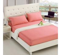 HQHYGM Taie d'oreiller, Housse de Drap-Housse en Coton brossé de Couleur Unie, draps-Housses, Ensembles Doubles, Couvre-Lits, 50 Rose, taie d'oreiller 1 pièce