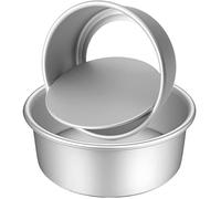 HQILRRA 2 Pièces Moule à Gâteau Rond en Aluminium Anodisé,Fond amovible,Moule Gateau Haut,145 mm x 50 mm de Profondeur,Pour le cheesecake,le chiffon cake, le gâteau au chocolat, etc.