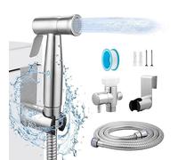 HQJUN Pulvérisateur de bidet à main multifonction, douche, pulvérisateur, tuyau et accessoires - Arroseur de toilettes à main avec fonction double pulvérisation (argenté)