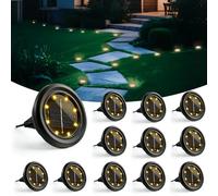 Hqynss Lot de 12 Lampe Solaire Exterieur Au Sol, 8 LED Jardin Lumiere Solaire Extérieur, Lumière Solaire IP65 Étanche Longue Durée de Vie, Spot Solaire pour Chemins Pelouse Allée Terrasse, Blanc Chaud