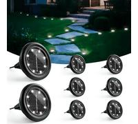 Hqynss Lot de 8 Lampe Solaire Exterieur Au Sol, 8 LED Jardin Lumiere Solaire Extérieur, Lumière Solaire IP65 Étanche Longue Durée de Vie, Spot Solaire pour Chemins Pelouse Allée Terrasse, Blanc Froid