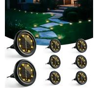 Hqynss Lot de 8 Lampe Solaire Exterieur Au Sol, 8 LED Jardin Lumiere Solaire Extérieur, Lumière Solaire IP65 Étanche Longue Durée de Vie, Spot Solaire pour Chemins Pelouse Allée Terrasse, Blanc Chaud