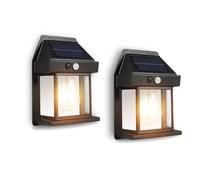 Hqynss Lumieres Solaires Exterieur, 2 Pack Lanterne Murale Étanche IP65 avec Détecteur de Mouvement & 3 Modes 1200mAh Batterie - Éclairage Sécurité Solaire pour Jardin, Terrasse, Porche (Blanc chaud)