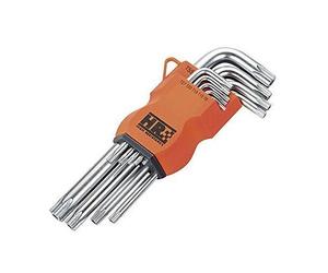 HR 170615 Jeu de 9grandes clés Torx inviolables haute résistance HR Acier chrome-vanadium Support en plastique