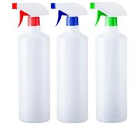 HR Hogar | Pulverisateur Spray 1L Pack de 3 Couleurs - Fabriqué en Espagne - Bouteille Aérosol en Polyéthylène Haute Densité Résistant et Recyclable avec Embout Réglable pour Nettoyage et Jardinage