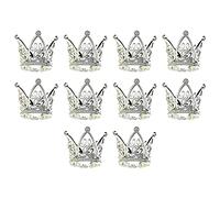 Hreyywo 10 PièCes Mini Couronne Princesse Topper Cristal Enfants Cheveux Ornements pour Mariage FêTe d'anniversaire Gâteau DéCoration Outils Argent