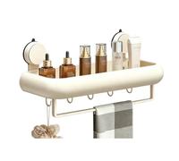 HRGKLMN Étagère de Douche sans perçage Organiseur de Salle de Bain avec Ventouse, étagère Murale avec Porte-Serviettes et Crochets, étagère de Douche pour Gel Douche, brosses à Dents,B,50cm
