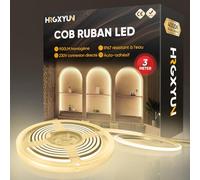 HRGXYUN 230V COB Ruban LED Extérieur, 240 LEDs IP67 Etanche Autocollant, Bande LED 900LM Sans Transformateur Flexible Découpable pour Chambre, Cuisine, Exterieur Décoration, 4000K Blanc neutre, 3m