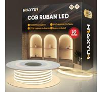 HRGXYUN 230V COB Ruban LED Extérieur, 240 LEDs IP67 Etanche Autocollant, Bande LED 900LM Sans Transformateur Flexible Découpable pour Chambre, Cuisine, Exterieur Décoration, 4000K Blanc neutre, 10m