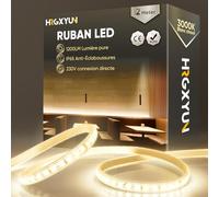 HRGXYUN 230V Ruban LED Extérieur, SMD 2835 IP65 Etanche, Bande LED Transparent 1200LM Sans Transformateur Flexible Découpable pour Chambre, Cuisine, Exterieur Décoration, 3000K Blanc chaud, 2m