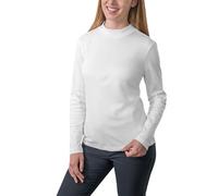 HRM Femme Premium Highneck Longsleeve Tees Taille 2XL Blanc - T-Shirt à Manches Longues Tendance pour Femmes 100% Coton, agréable à Porter, grammage de 200 g/m²