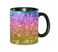 HRRASFAZF Tasse à Café | Tasse Céramique Fine | Cadeau Original | 330ml | Mug avec Anse | Cadeau Original pour Homme et Femme | Fond d'écran à paillettes arc-en-ciel