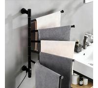 HRSMTY Seche Serviette Electrique Rotatif 5 Barres Pivotantes 180° Porte-Serviettes Chauffant Mural Radiateur Chauffe Serviette en Acier Inoxydable avec Minuterie y Température Réglable