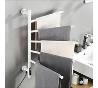 HRSMTY Seche Serviette Electrique Rotatif 5 Barres Pivotantes 180° Porte-Serviettes Chauffant Mural Radiateur Chauffe Serviette en Acier Inoxydable avec Minuterie y Température Réglable