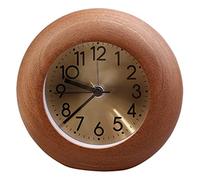 HRWLY Petit réveil de l'oeuf Rond Bois Wood Étudiants calmes Chambre à Coucher Chambre paresseuse(Argento)