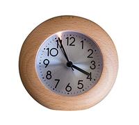 HRWLY Petit réveil de l'oeuf Rond Bois Wood Étudiants calmes Chambre à Coucher Chambre paresseuse(D)