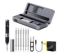 HS-02A Kit de fer à souder portable 100 W, mini-fer à souder numérique intelligent fer à souder DC/PD pour réparations électroniques chauffage rapide de 100 à 450 °C (6 pointes de fer à souder)