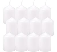 HS Candle Bougies en cire, bougies pilier blanches Ø4cm x 6cm (12 pièces) Diamètre de lumignon, en plusieurs couleurs - Fabriqué dans l'UE - Bougies en bloc - Cire