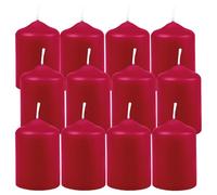 HS Candle Bougies en cire, bougies piliers rouge rubis Ø4cm x 6cm (12 pièces) Diamètre de lumignon, en plusieurs couleurs - Fabriqué dans l'UE - Bougies en bloc - Cire
