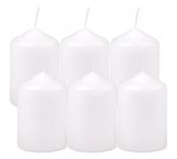 HS Candle Bougies en cire Piliers de bougie Blanc Ø4cm x 6cm (6 pièces) Lumignon Diamètre, en plusieurs couleurs - Fabriqué dans l'UE - Bougies Blocs de cire