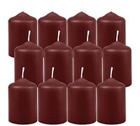 HS Candle Bougies en cire Stumpenkerzen Brun Ø4cm x 6cm (12 pièces) Diamètre de lumignon, en plusieurs couleurs - Fabriqué dans l'UE - Bougies Blocs - Cire