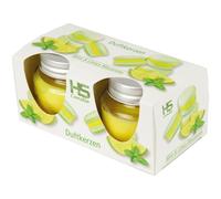 HS Candle Lot de 2 bougies parfumées en verre « Macaron » menthe et citron | Jusqu'à 7 heures de combustion par bougie, notes fraîches d'herbes et d'agrumes pour des moments parfumés vivifiants