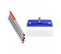 HS Hygiene System Kit de nettoyage complet pour sols avec manche en fer 150 cm 4 pièces + cadre à scratch 40 cm + balai microfibre bleu 43 cm
