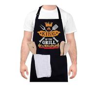 HSAJS Tablier de Cuisine pour Homme Tabliers de Cuisine Réglable avec 3 Poches Noir Imperméable Chef Tablier pour Barbecue Fête Chef Tablier pour Barbecue Fête, Cadeaux pour Hommes Mari Copain
