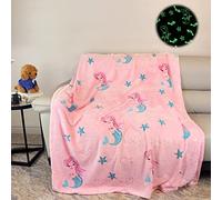 HSGLGNA Couverture Douillette Sirène Qui Brille dans Le Noir - Flanelle Super Douce pour Garçons, Filles et Adolescents