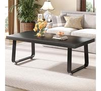HSH Table Basse Salon 120Cm Métal Industriel Minimaliste Chêne Noir | Table Basse cadre métal stable rangement caché salon séjour déco minimaliste meuble compact usage quotidien