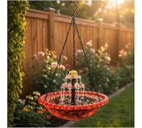 HshDUti Fontaine solaire à suspendre pour oiseaux, fontaine solaire en cascade à suspendre, bain d'oiseaux suspendu avec eau, fontaine décorative pour jardin, cour, terrasse, jardin, pelouse