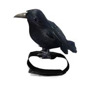 HshDUti Grand corbeau réaliste fait à la main à plumes noires pour décorations d'Halloween, oiseaux corbeaux corbeaux accessoire pour décoration de fête d'Halloween en plein air B