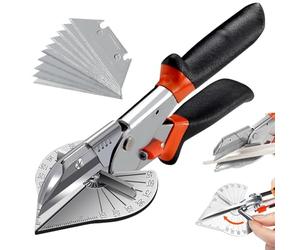 Hshenjhu Cisaille à Onglet Cisailles à angle Réglable de 45 à 135 Degrés | Cisaille Goulotte avec 10 Lames de Rechange, Ciseaux à Onglet Multi Angle pour Couper PVC, Liège Bandes, Branche