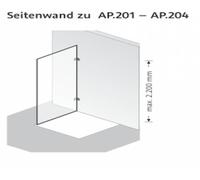 HSK Atelier Plan Pur paroi latérale pour AP.201 - AP.204, charnières à gauche, dimensions : jusquà 100,0 cm x 200,0 cm, AP.279-L-68-50, Cabines de douche: Noir mat : ESG clair